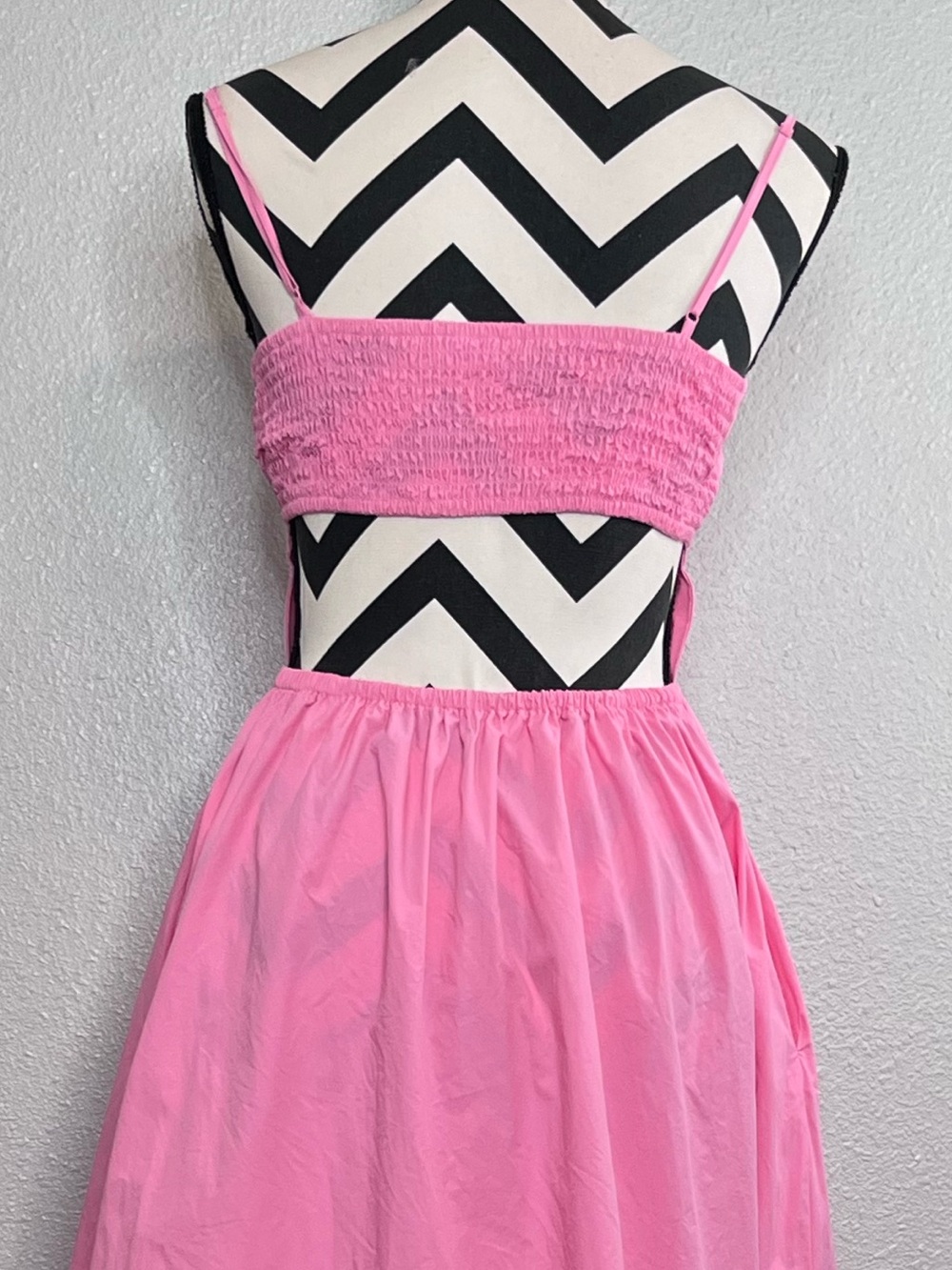 Susana Monaco Knockout Pink Sz S 100% Cotton Poplin Open Back Maxi Dress - Picture 5 of 15